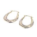 9ct Gold Two Colour Oval 12mm Creole Earrings