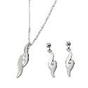 Sterling Silver Cubic Zirconia Flame Pendant and Earrings