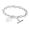 Sterling Silver Heart T Bar Bracelet