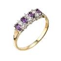 9ct Gold Amethyst and Cubic Zirconia Ring