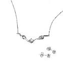 9ct White Gold Cubic Zirconia Necklace Earring Box Set