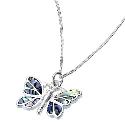 Sterling Silver Abalone 17" Butterfly Pendant