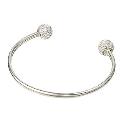 Sterling Silver Crystal Bauble Torque Bangle