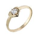 Children's 9ct Yellow Gold Cubic Zirconia Heart Ring Size H