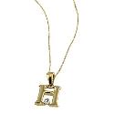 9ct Gold Cubic Zirconia Set Letter H Pendant with 16" Chain