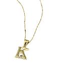 9ct Gold Cubic Zirconia Set Letter K Pendant with 16" Chain