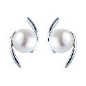 9ct White Gold Cultured Freshwater Pearl Elipse Earrings