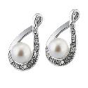 9ct White Diamond Cultured Freshwater Pearl Stud Earrings