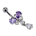 Stainless Steel Lavender Butterfly Belly Bar