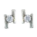 9ct White Gold Cubic Zirconia Double Bar Stud Earrings