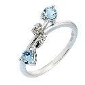 Silver Diamond Blue Topaz Charm Ring