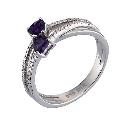 Sterling Silver Diamond and Amethyst Crossover Ring