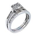 18ct White Gold Half Carat Diamond Princessa Bridal Ring Set