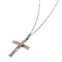 Sterling Silver and 9ct Gold Crucifix with 18" Chain