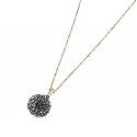 9ct Gold Evoke Grey Crystal Ball Pendant with 16" Chain
