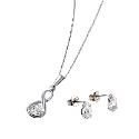 9ct White Gold Cubic Zirconia Figure 8 Pendant and Earrings