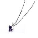 Sterling Silver Diamond and Amethyst Pendant