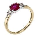 9ct Yellow Gold Created Ruby Cubic Zirconia Ring