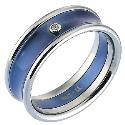 Men's Titanium Diamond and Blue Centre Ring