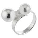Silver Twin Ball Ring Size P
