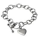 Sterling Silver Diamond Heart T-Bar Bracelet 7.5"