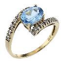 9ct White Gold blue Topaz Cubic Zirconia Ring