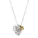 Silver and 9ct Gold Diamond Set Heart Charm Pendant