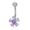 Sterling Silver Lavender Cubic Zirconia Belly Bar