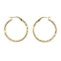 9ct Yellow Gold Thin Twist Creole Earrings 25mm
