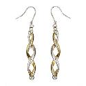 Silver and 9ct yellow gold twist earrings