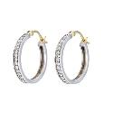 Silver and 9ct Yellow Gold Cubic Zirconia Creole Earrings