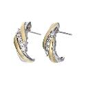 Silver and 9ct Yellow Gold Cubic Zirconia Wedding Earrings