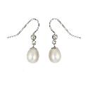 9ct White Gold Cultured Freshwater Pearl Drop Earrings