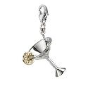 9ct Yellow Gold Silver Cubic Zirconia Champagne Glass Charm