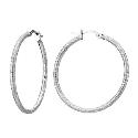 9ct White Gold Thin Earrings 33mm