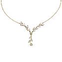 9ct Yellow Gold cubic Zirconia Leaf Necklace
