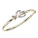 9ct Two Colour Gold Heart Bangle