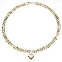 9ct Yellow Gold Mesh Love Heart Necklace