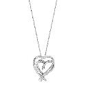 9ct White Gold Cubic Zirconia Twin Heart Pendant Necklace