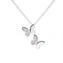Silver Double Butterfly Pendant Necklace