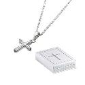 Sterling Silver and Cubic Zirconia Cross and Bible Box