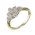 9ct Yellow Gold And Rhodium Fifth Carat Diamond Cluster Ring