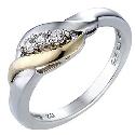 Duet 9ct Yellow Gold and Sterling Silver Ring - Large