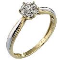 9ct Two Colour Gold Fifth Carat Diamond Cluster Ring