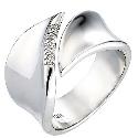 Hot Diamond Sterling Silver Pave Diamond Leaf Ring Size N