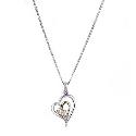 9ct Yellow Gold Silver Cubic Zirconia Heart Pendant 16"