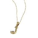9ct Gold Cubic Zirconia Set Letter J Pendant with 16" Chain