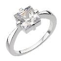 Sterling Silver Princess Cut Cubic Zirconia Ring - Size L
