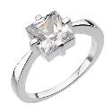 Sterling Silver Princess Cut Cubic Zirconia Ring - Size N