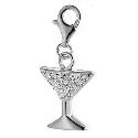 Sterling Silver Cubic Zirconia Champagne Glass Charm